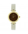 Titan Brown Dial Off White Leather Strap Watch For Women 2574YL01