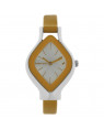 Fastrack Silver Dial Yellow Leather Strap Watch For Girls 6109SL01