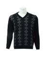 Grey Woolen V-neck Full Sleeve Sweater For Men