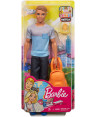 Barbie FWV15 Travel Ken Doll, with 5 Accessories, Dark Blonde