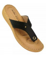 Paragon Black T-Strap Sandals For Women 7511