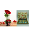 Combo Roamntic Red Roses Love U Square Vase Flowers + The Chocolate Garden 15 Cavity Flower Chocolate Box