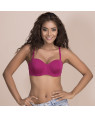 Clovia Underwired Padded Push-Up Balconette Bra With Detachable Straps - Pink BR0726P14