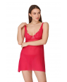 Fancyra - Women Sexy Nightwear Lace Solid Above Knee Babydoll Sleepwear Lingerie With G String Panty Free Size Pink