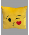 Emoji Kiss Emoticon Yellow Square Cushion Pillow