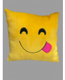 Emoji Yummy Emoticon Yellow Square Cushion Pillow