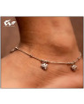 White Feathers Pure Silver Flower Design Anklet for Women
