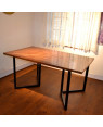 Koshi Metal And Solid Real Wood Dining Table With V Type Legs