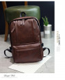 Korean Design Two Front Pockets PU Leather Shoulder Laptop Backpack-Brown 41001754
