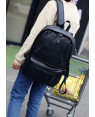 Korean Design Two Front Pockets PU Leather Shoulder Laptop Backpack-Black 41001755