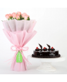 Combo Pink Roses 10 with Chocolate Truffle Delicious Cake 1 Pound
