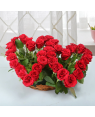 Red Roses Connected Heart Arrangement Flowers