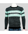 VIRJEANS Woolen (VJC207) Round Neck Warm Sweater For Men Winter Season-Black With Green