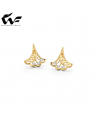 White Feathers Duo Pleat Diamond Stud Earrings for women