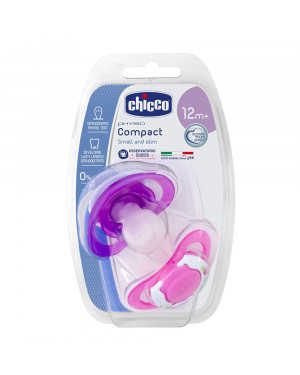 Chicco Physio Compact Silicone Pacifier Pink 12 months+ 2 pcs