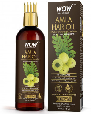 Wow Skin Science Amla Hair Oil with Comb Applicator (100ml)