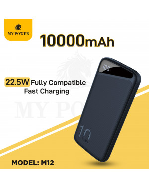 My Power Power Bank 10000mah M-12, QC 3.0 PD 22.5W Fast Charging Power Bank, Power Bank For Iphone, Mac Book, Oppo, One plus, Samsung, MI