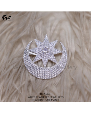 White Feathers Silver Brooch/sari Pin For Women