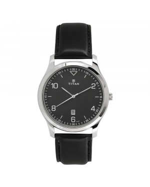 Titan Workwear Watch With Black Dial & Leather Strap For Men 1770SL02