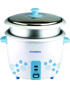 Crompton Rice Cooker 1.8-Liter with Steamer (White-MC18)