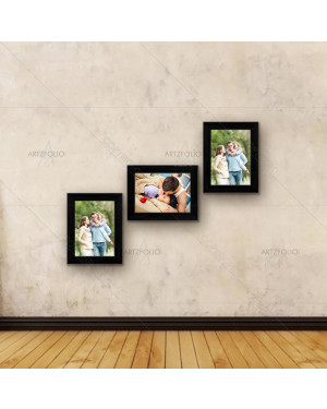 Wall Photo Frame Collage for Living Room | Picture Frames Home & Wall Decoration D8 Black Set of 3 Units | 5x7inch
