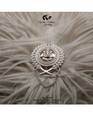 White Feather's Silver Ganesh Brooch For Men