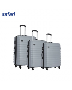 Safari Sonic 4 Wheels Hard Luggage | 100% Polycarbonate Shell | Fixed Combination Lock | Combo Set Silver (SxMxL)