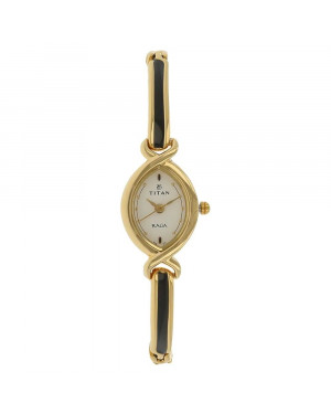 Titan Raga White Dial Golden Metal Strap Watch For Women Nk2251YM01