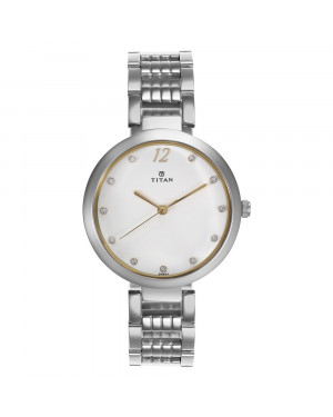 Titan White Dial Stainless Steel Watch For Women 2480SM09