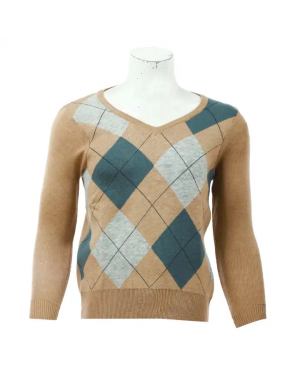 Creamy Woolen V-neck Full Sleeve Sweater For Men