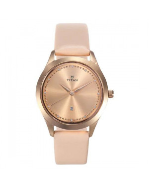 Titan Pink Dial Analog with Date Watch for Women 2570WL01