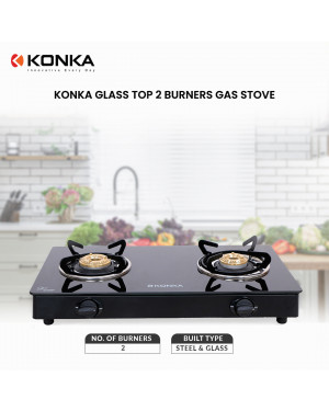 Konka 2 Burner Glass Top Gas Stove KSHINE PLEZO