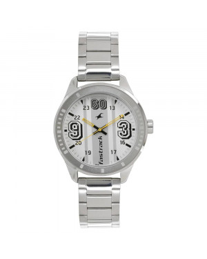 Fastrack Varsity White Dial Stainless Steel Strap Watch For Guys 3177SM02