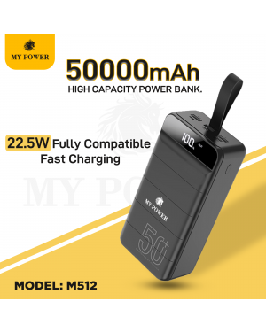 My Power 50000mah M-512, QC 3.0 PD 22.5W Fast Charging Power Bank