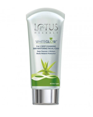 Lotus Herbals Whiteglow 3-in-1 Deep Cleansing Skin Whitening Facial Foam, 100g