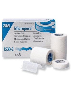 3M Micropore Paper Tape White 1530-0 0.5" x 10 yards 24roll/box (10bx/cs)