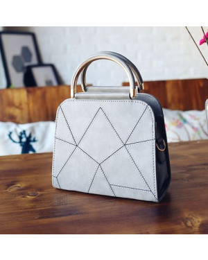 Geometric Design PU Leather Cross Body Bag For Women-Grey 41001404 