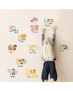 Educational Cartoon 1-10 Number Nursery Wall Stickers