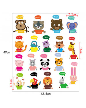 19pcsset Kawaii Cartoon Animal Cabinet Wall Sticker Home Decor
