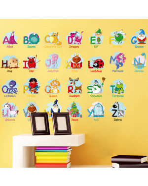 Creative puzzle early learning English animals letters wall stickers 43001208 