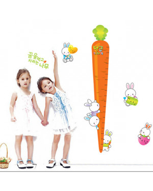 Cute Cartoon Rabbits and Carrot Growth Chart Wall Stickers 43001306 