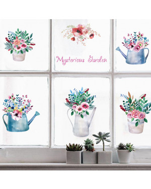 Potted Flowers Colorful Bonsai Wall Stickers Cabinet Window Glass Kitchen Wall Stickers 43001342 