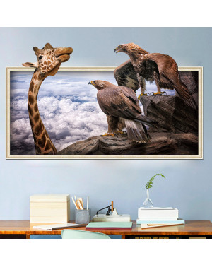  3D Photo Frame Animal Giraffe Eagle TV Sofa Wall Decoration Stickers 43001361
