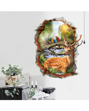 3d Bird Deer Colorful Removable Home Room Decorative Wall Door Decor Sticker 43001377 