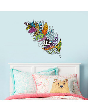 Creative Colorful Feather TV Sofa Wall Decoration Stickers 43001379 