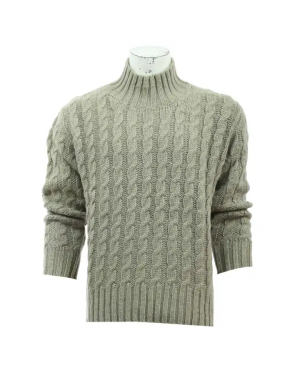 Grey Woolen Full Sleeve Knitted Highneck Sweater For Men