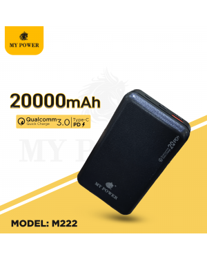 Mypower 20000mah M222 Powerbank, Fast Charging Q.C 3.0 PD Powerbank 20Watt with USB C Quick Charge 3.0
