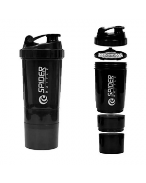 Spider Protein Shaker Bottle With 2 Storage Extra Compartment- 500ml