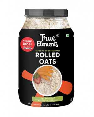 True Elements Rolled Oats 1.2 kg - 100% Wholegrain and Gluten Free | High Protein Oats | Healthy Breakfast Essentials