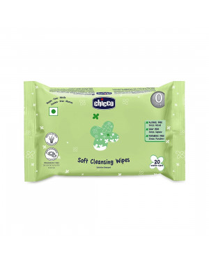 Chicco Baby Moments Soft Cleansing Baby Wipes, Ideal for Nappy, Face and Hand, Dermatologically Tested, Paraben Free, Sticker Pack (20 Sheets)
